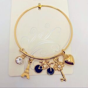 Bracelet Bangle Eiffel Tower Heart Key Bike Crysta